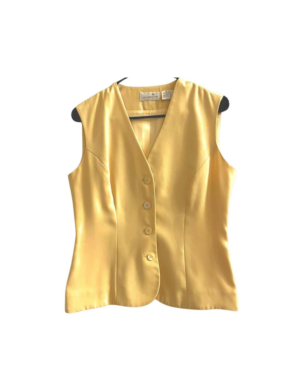 Liz Claiborne Butter Yellow Tailored Vest Womens 6 Office Siren Minimalist